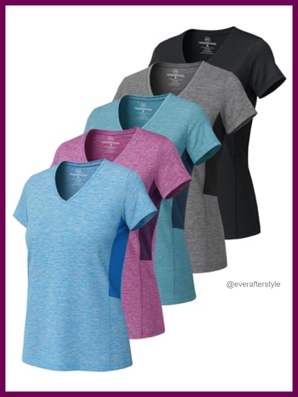 Women's Dry-Fit V-Neck Short Sleeve Workout T-Shirt 5 Pack Plus Size